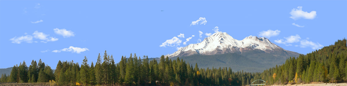 MASKED MOUNT SHASTA FROM SISKIYOU LAKE NO LAKE right