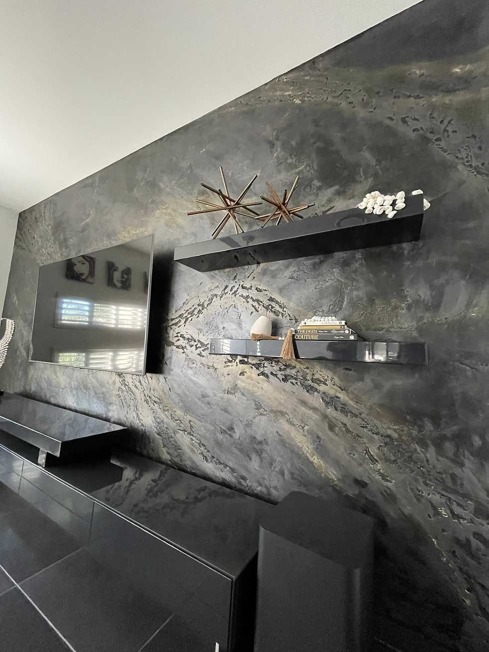 Close-up view of a beautifully painted wall with intricate details