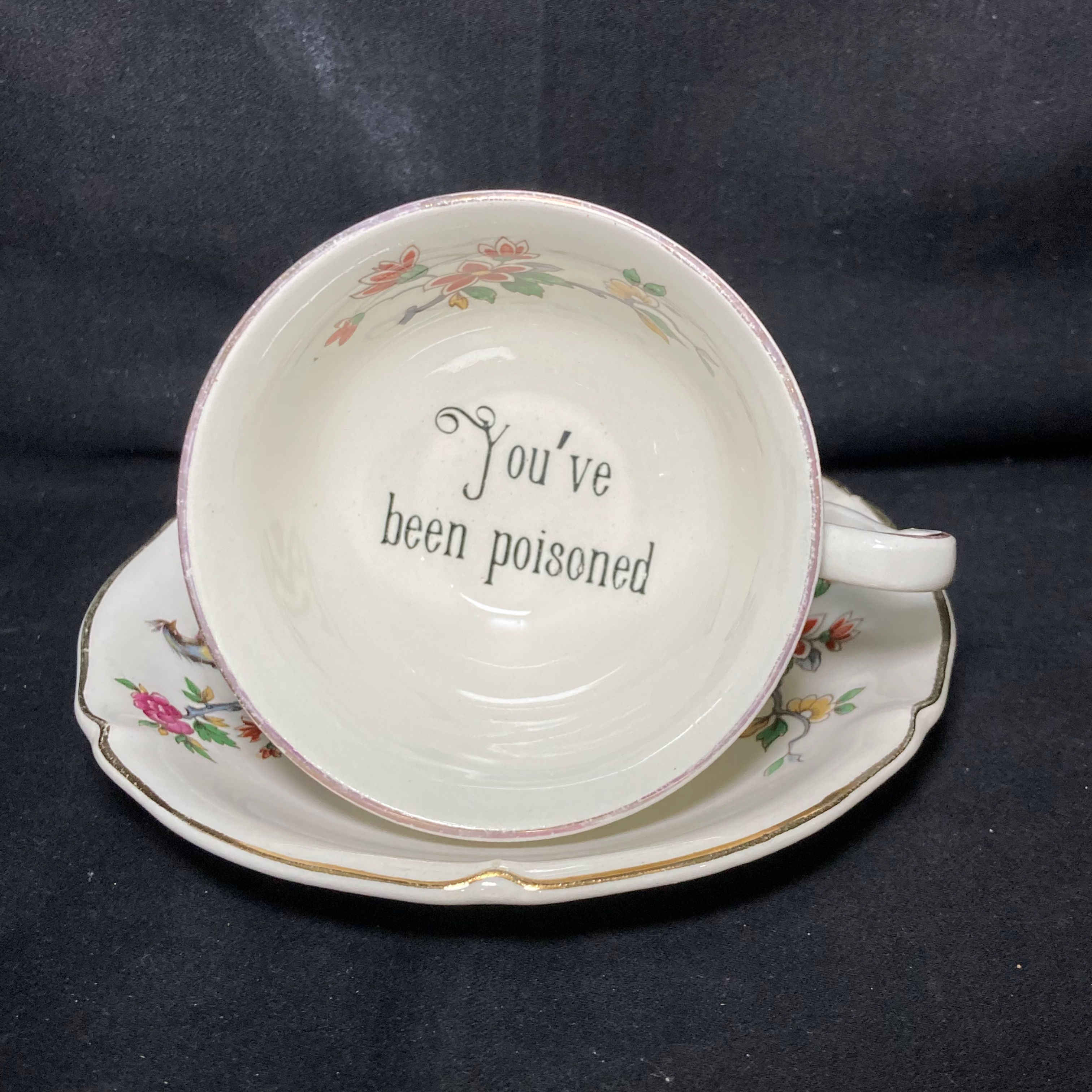 Vulgar teacup, You've been poisoned, Vintage Upcycled Limoges Porcelain gift