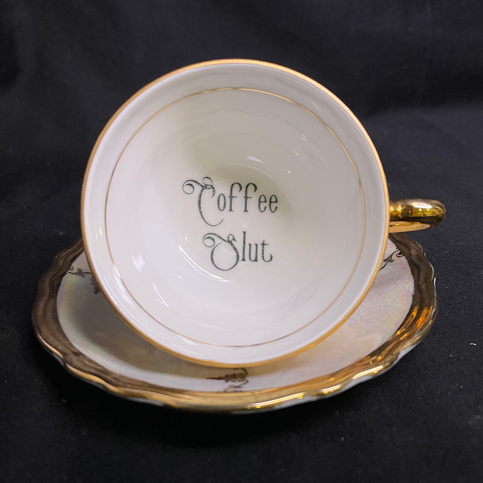 Coffee Slut, vulgar funny upcycled vintage unique French porcelain gift