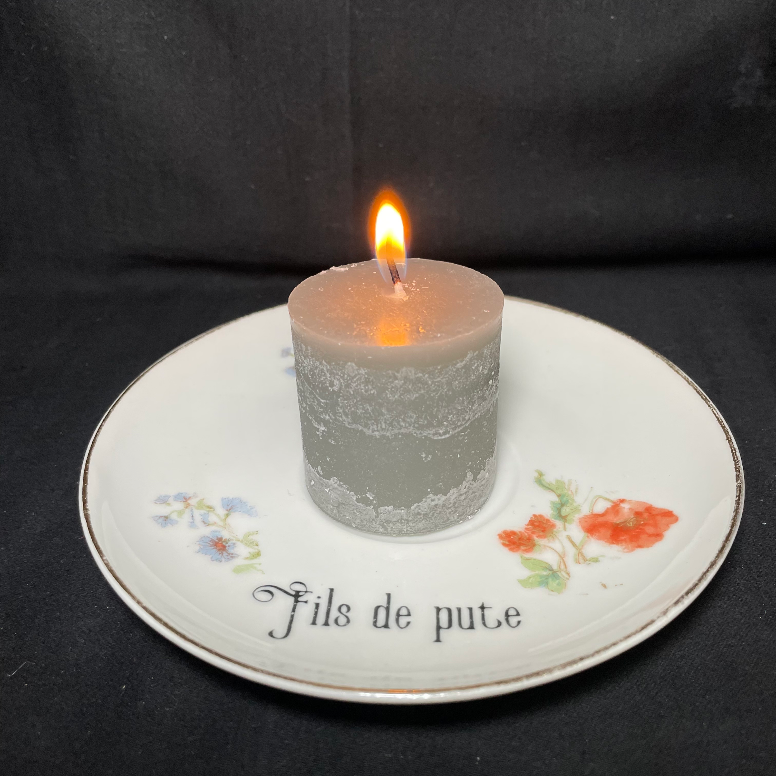 Fils de Pute, Candle Holder, Funny China,Vintage Porcelain,Insult Rude gift