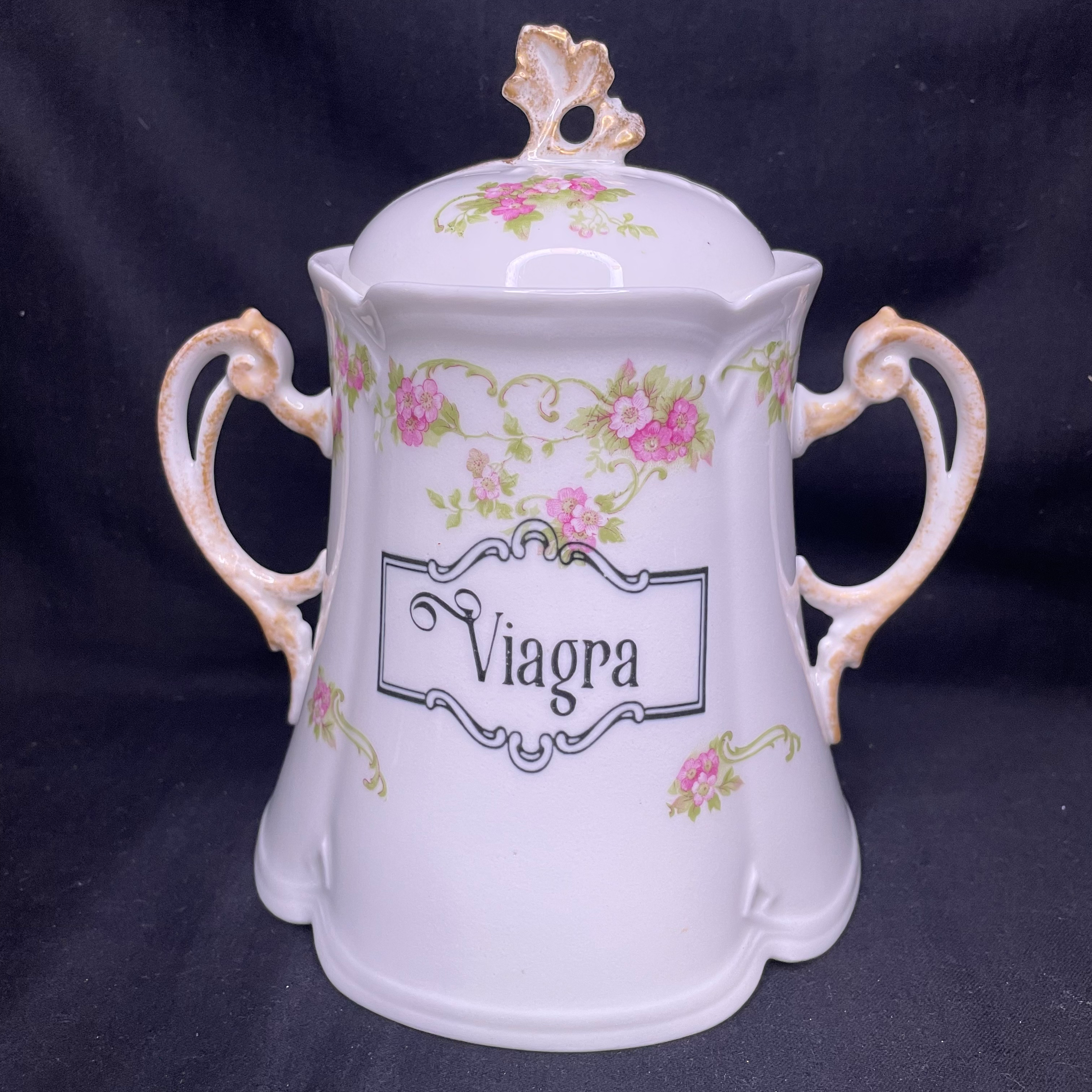 Sugar Pot, Viagra, Unique Funny Upcycled Vintage Stash, Apothecary gift