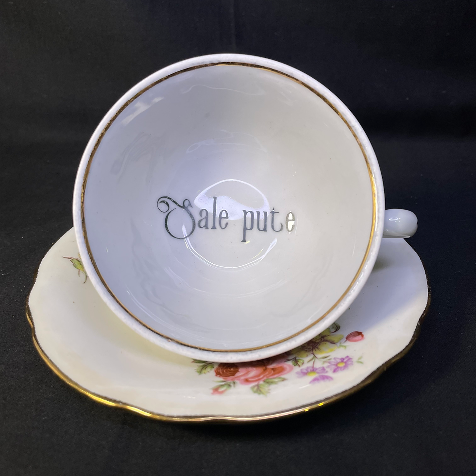 Sale Pute tea cup vulgar funny upcycled vintage unique French gift