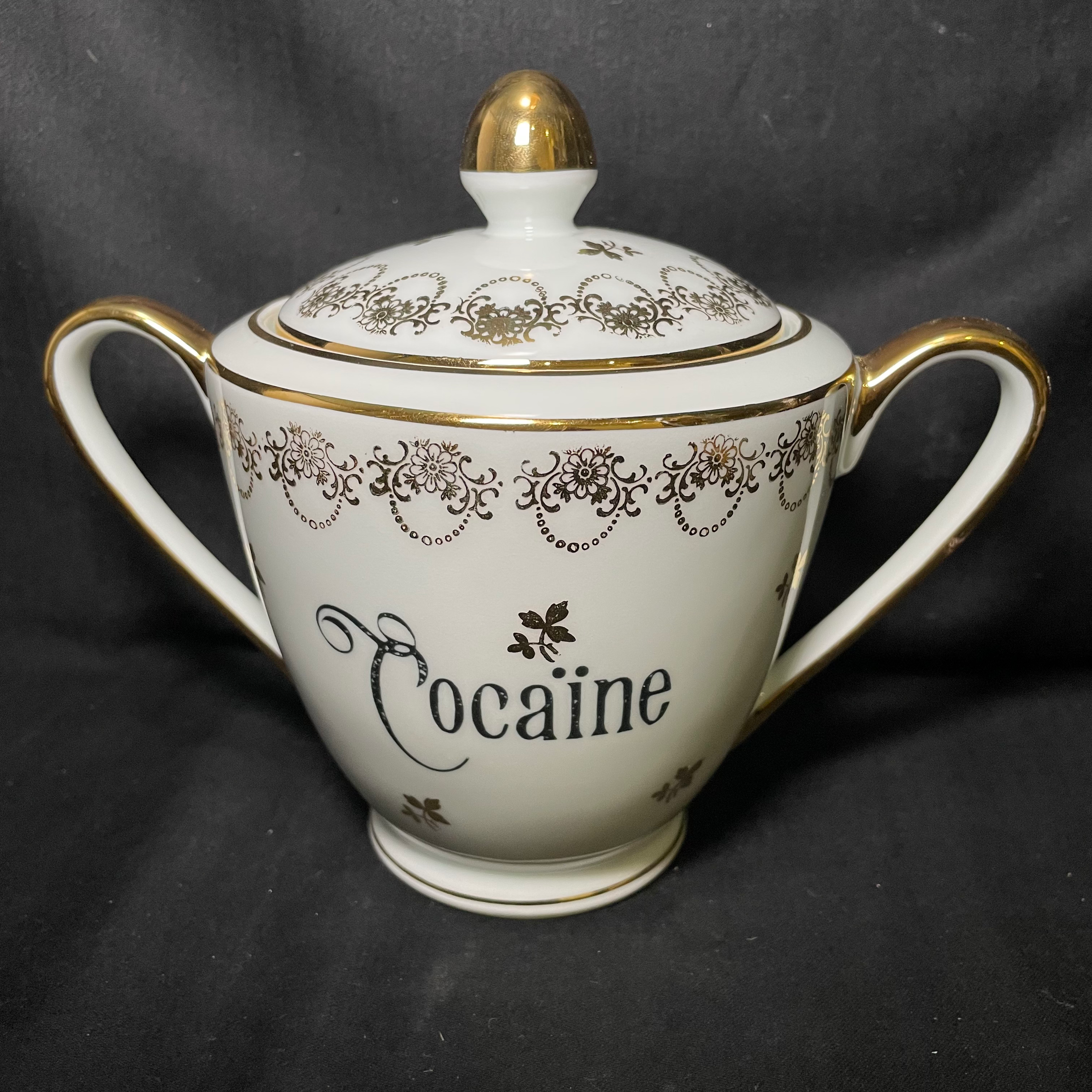 Sugar Pot, Cocaine, Unique Funny Upcycled Vintage Stash, Apothecary gift