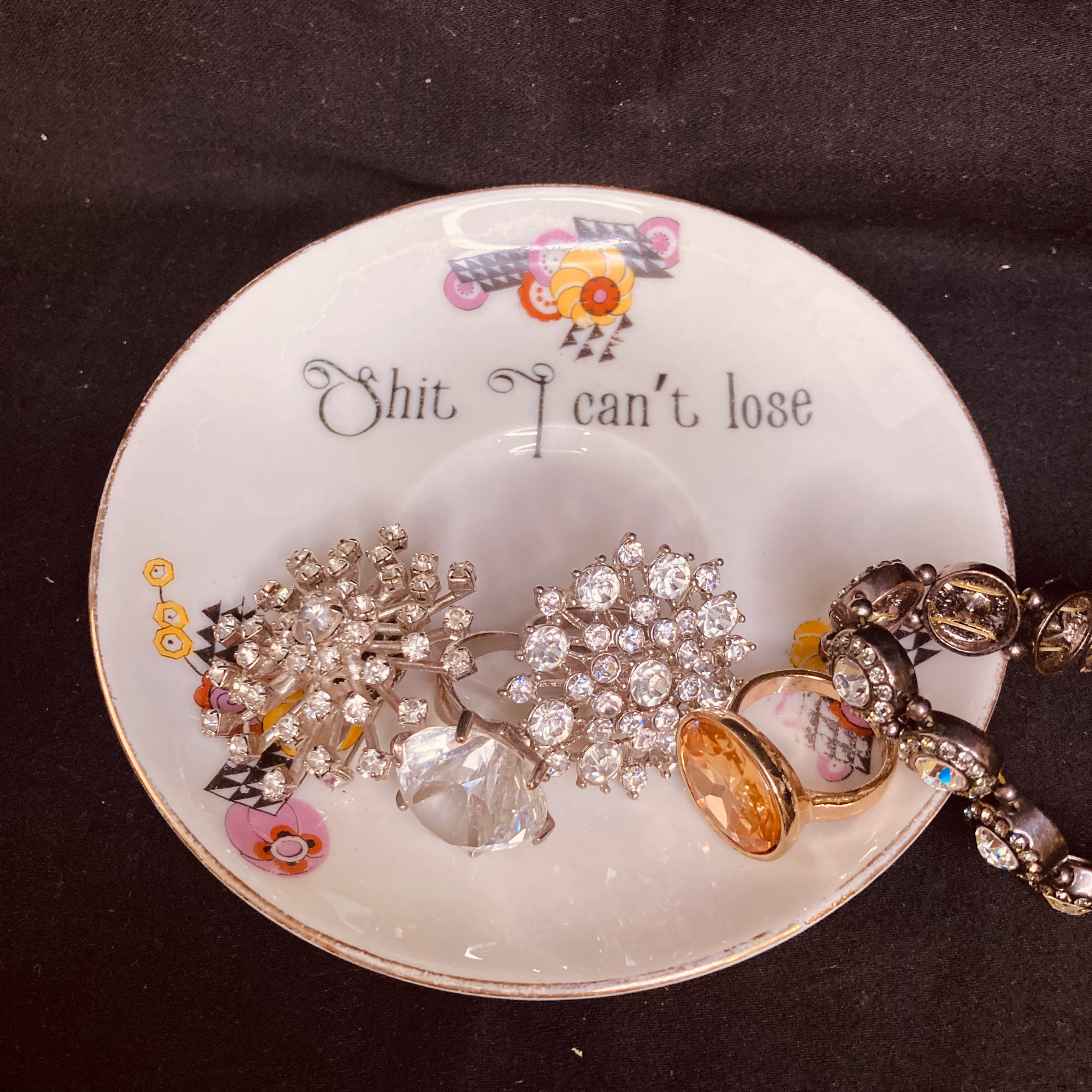 Shit I can't lose, trinket Tray,Funny Upcycled Gift,Unique Vintage Jewel tray