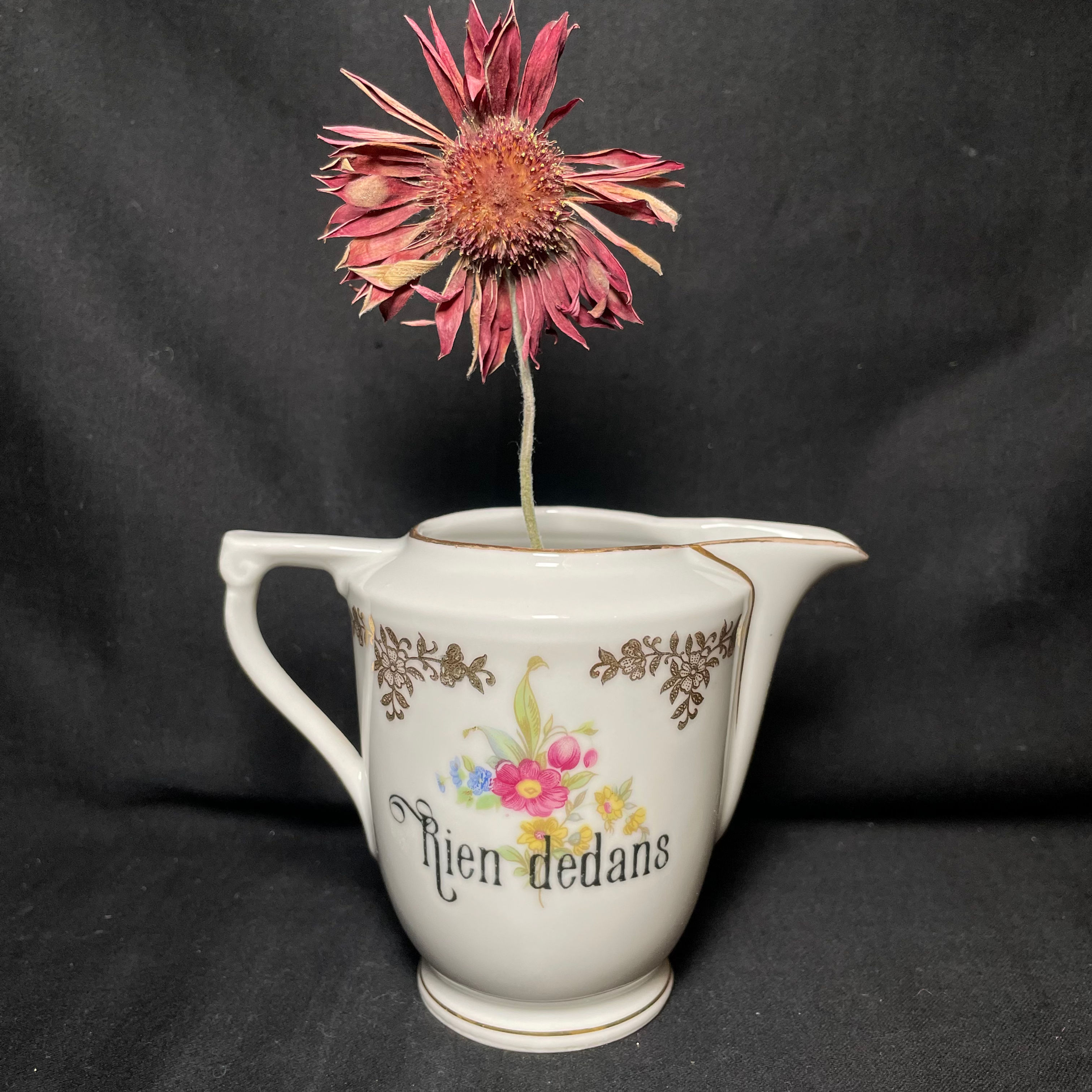 Funny French Bud Vase, Rien Dedans, Rude Tableware,Vintage porcelain gift