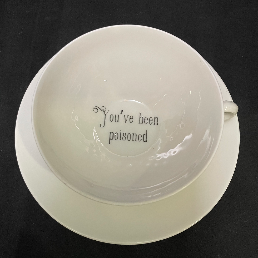 Miniature : Vulgar teacup, You've been poisoned, Vintage Upcycled Limoges Porcelain gift