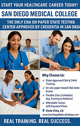 San Diego Medical College the only on paper cna state testing center approved by CREDENNTI