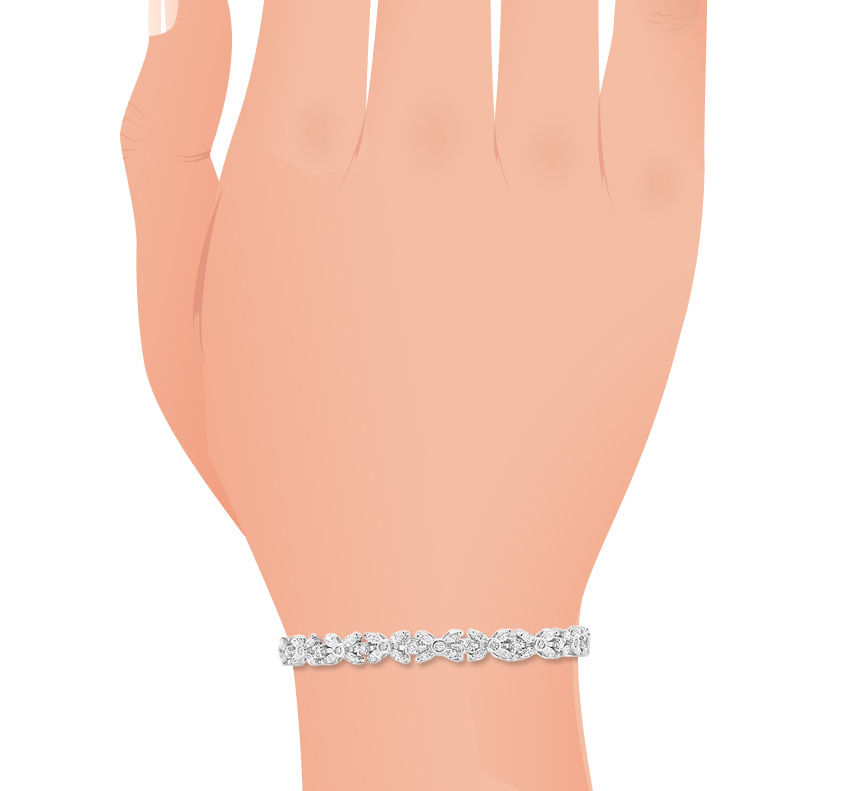 Thumbnail: Marquise Tennis French Set Diamond Bracelet