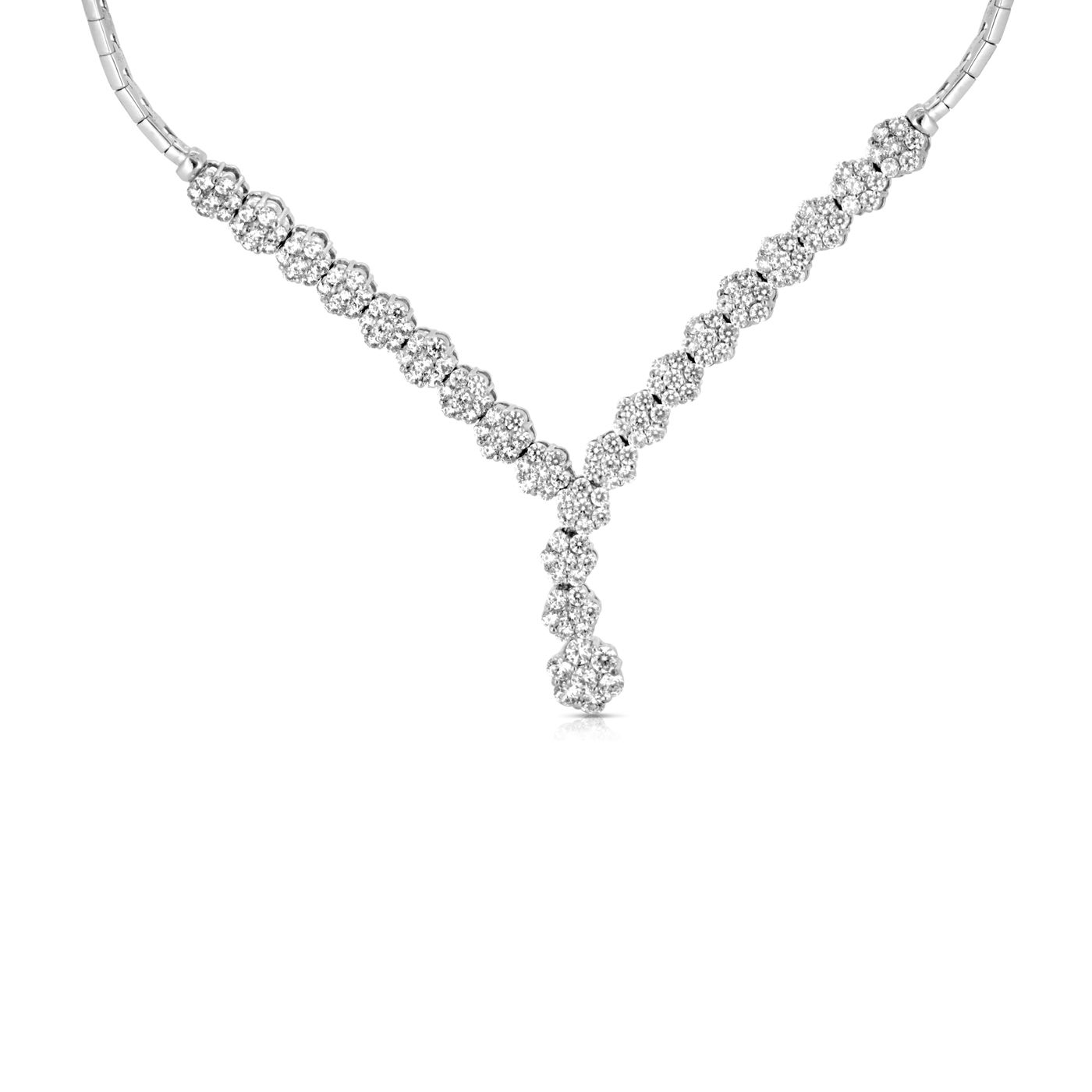 Diamond Bridal Flowers Necklace