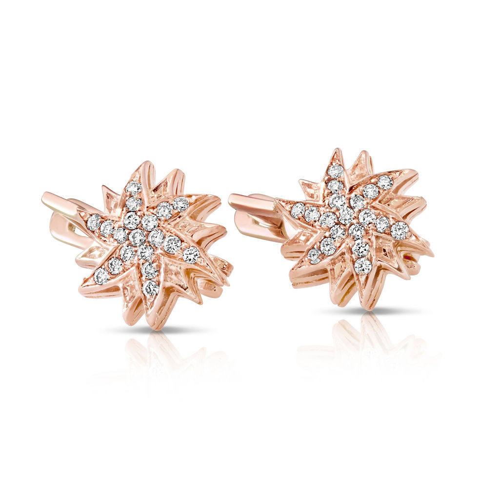 Thumbnail: Rose Gold Dual Star Diamond Earrings