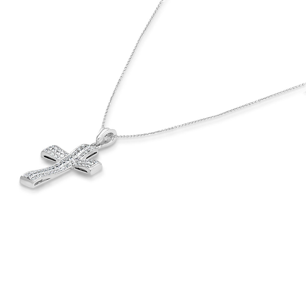 Thumbnail: Bold Modern Wavy Diamond Cross Pendant