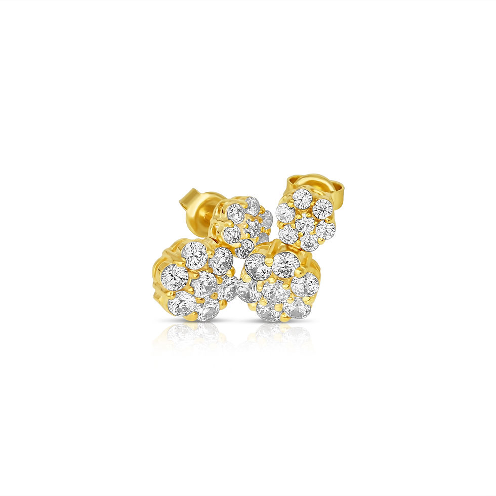 Thumbnail: Gradual CZ Flowers Soft Earrings