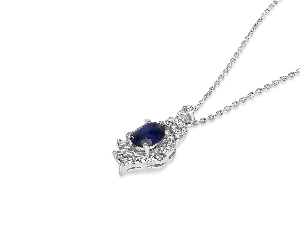 Thumbnail: Diamonds & Oval Sapphire pendant