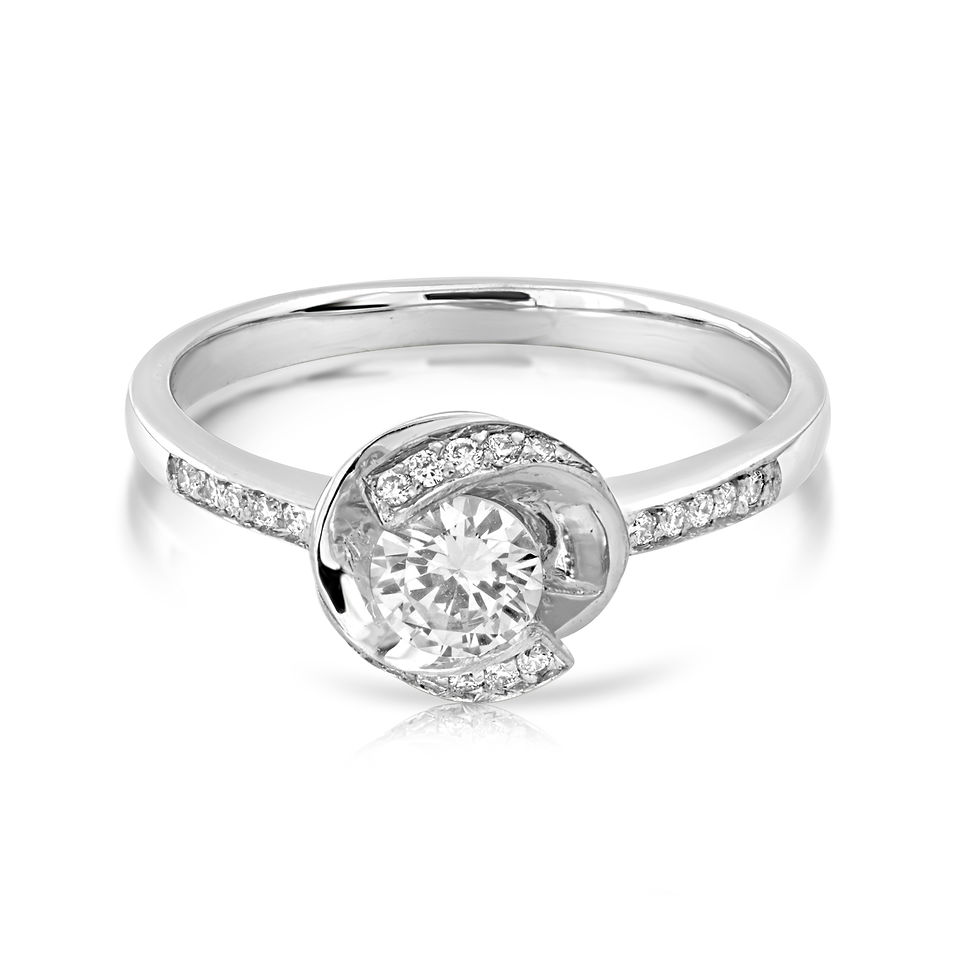 Thumbnail: Neat Twisted Hold Diamond Inlaid Ring