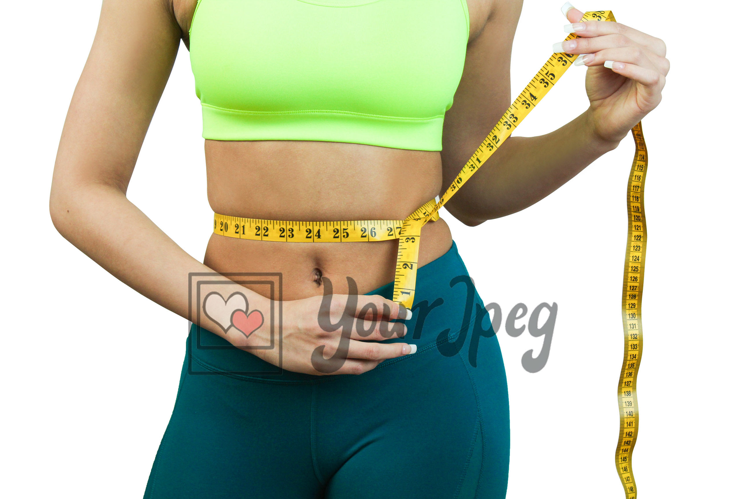 Woman measuring waist