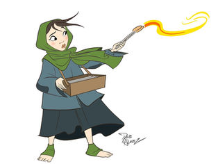 Disney character: The Little Match Girl lighting a match