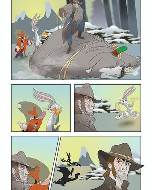 Bugs Bunny and Wolverine in snowy western Comics Interior by Dave Alvarez