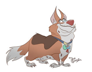 Happy cartoon dog with collar by Dave Alvarez