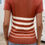 Thumbnail: Round Neck Strip Knit Fit Short Sleeve Top