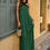 Thumbnail: Solid Stitching Off Shoulder Long A Line Dress
