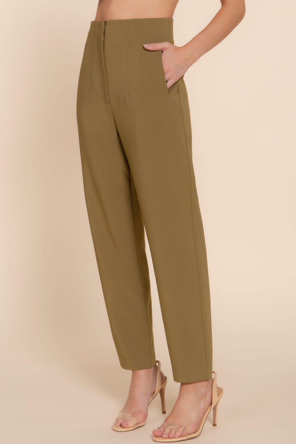 Thumbnail: High Waist Pintuck Detail Long Pants