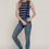 Thumbnail: Sleeveless Diagonal Shape Stripe Spring Sweater         