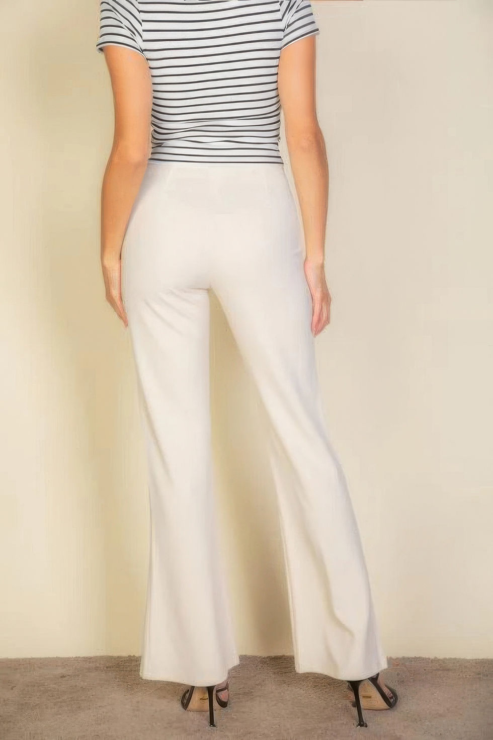 Thumbnail: High Waist Stretch Crepe Flare Pants    