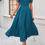 Thumbnail: V Neck Solid Puff Sleeves Fit Full Dress