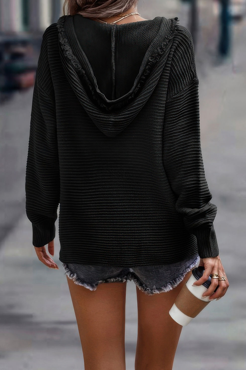 Thumbnail: Block Botton Up Fluffy Outerwear