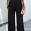Thumbnail: Elastic Waist Belt Pockets Wide Leg Pant