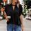 Thumbnail: Solid Cut Out Drop Shoulder Loose Shirt