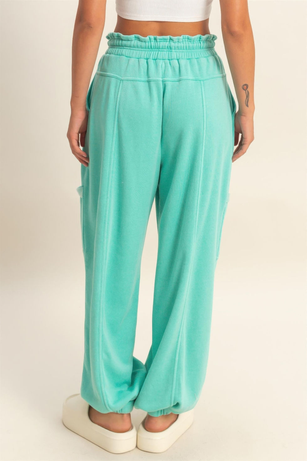 Thumbnail: Ruffle Waist Burnout Jogger Pants