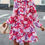 Thumbnail: Color Block Hem Ruffle Printing Loose Fit Midi Dress
