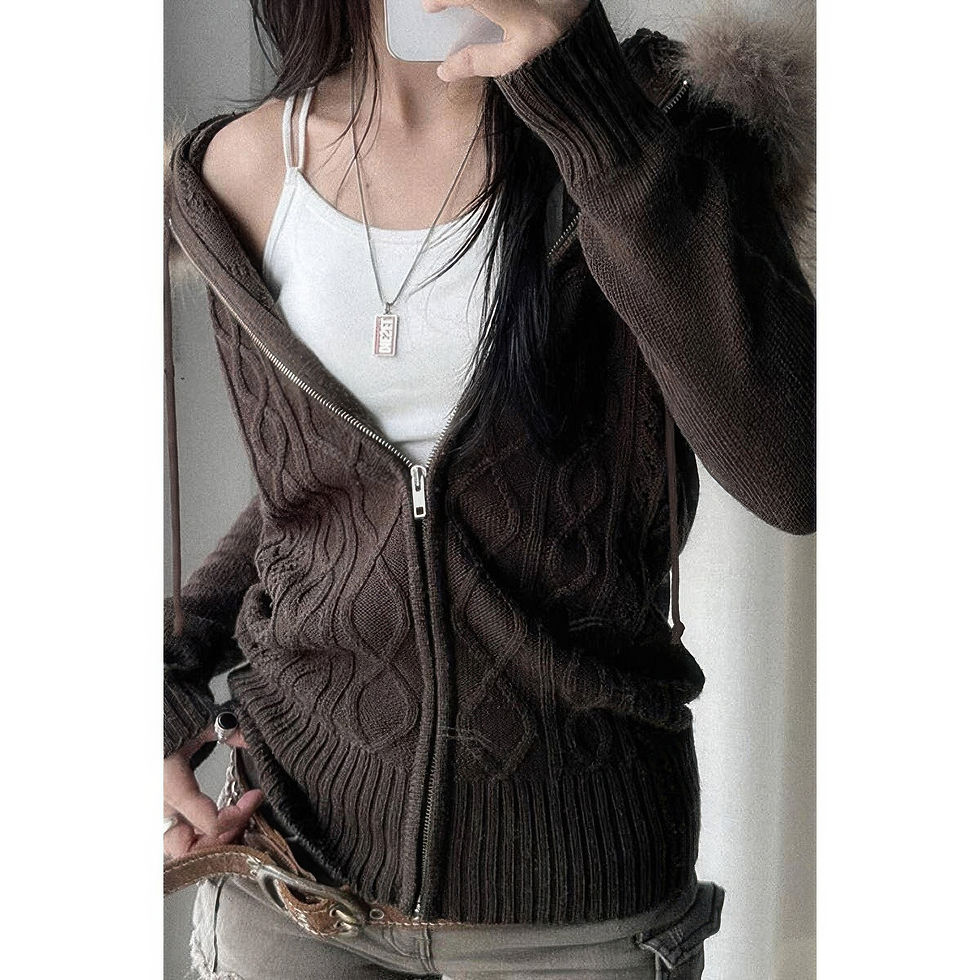 Thumbnail: Solid Zipper Twist And Fur Stitching Jacket