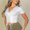 Thumbnail: Ribbed Ruched Drawstring Surplice Top