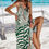 Thumbnail: Animal Print Halter Deep V Ruffle Maxi Dress