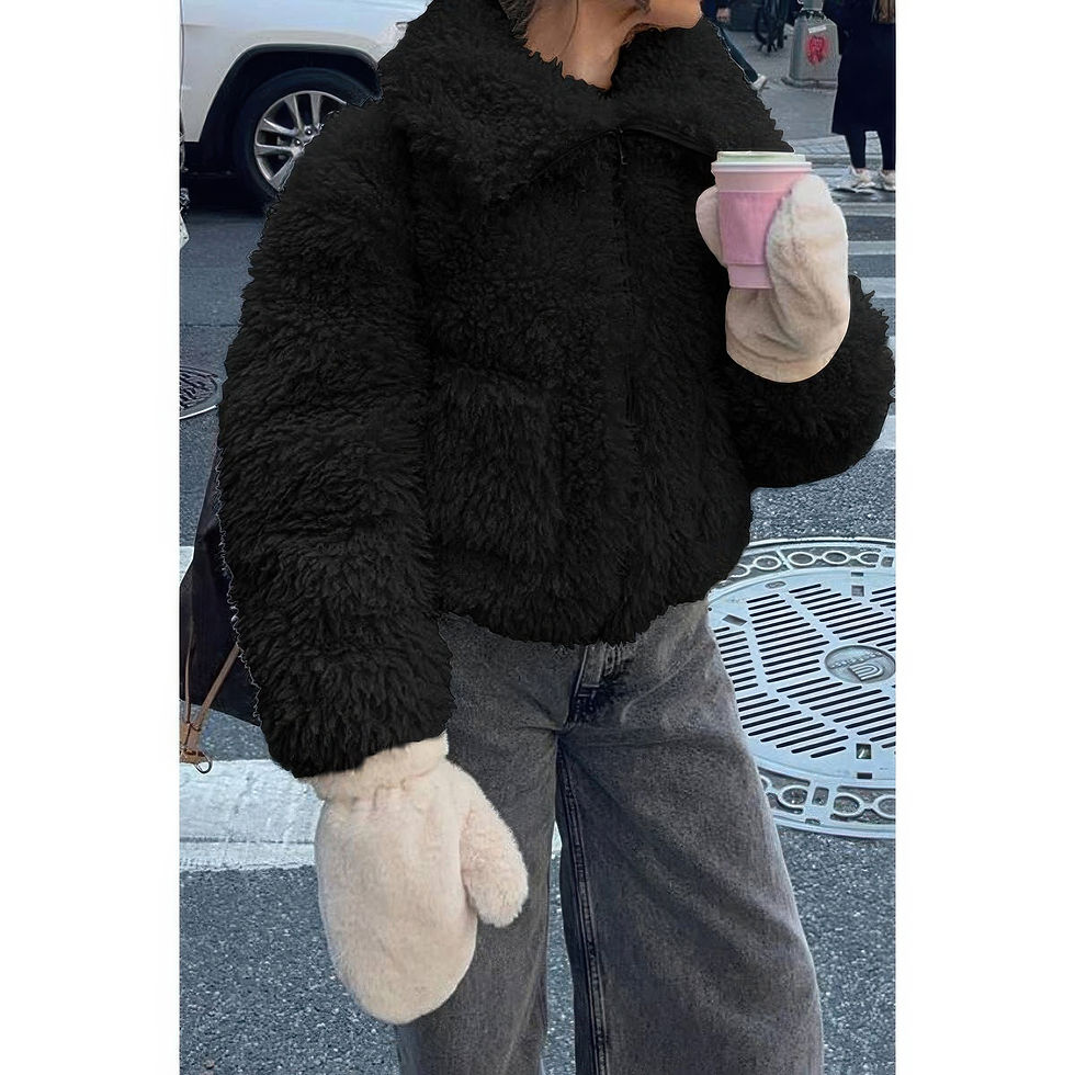 Thumbnail: Solid Fleece Cropped Cozy Fuzzy Fur Jacket