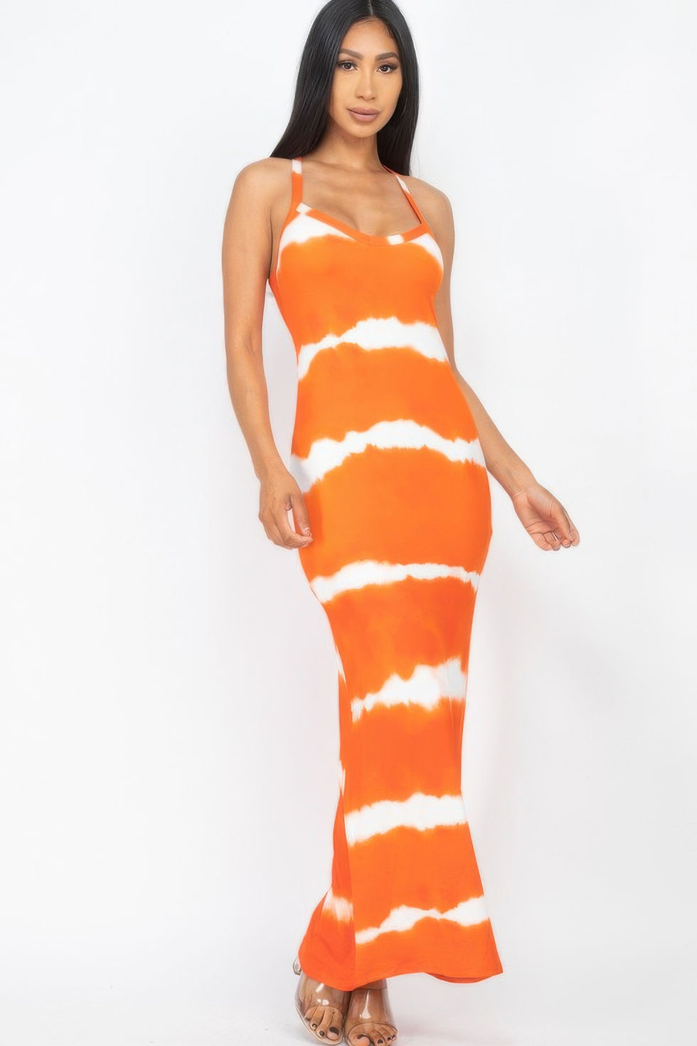 Thumbnail: Stripe Tie-dye Printed Maxi Dress