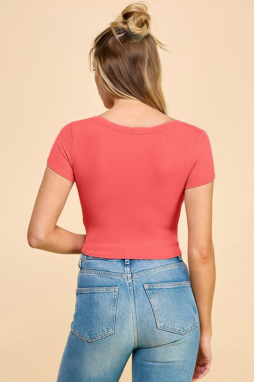 Thumbnail: Short Sleeve V-neck Crop Top
