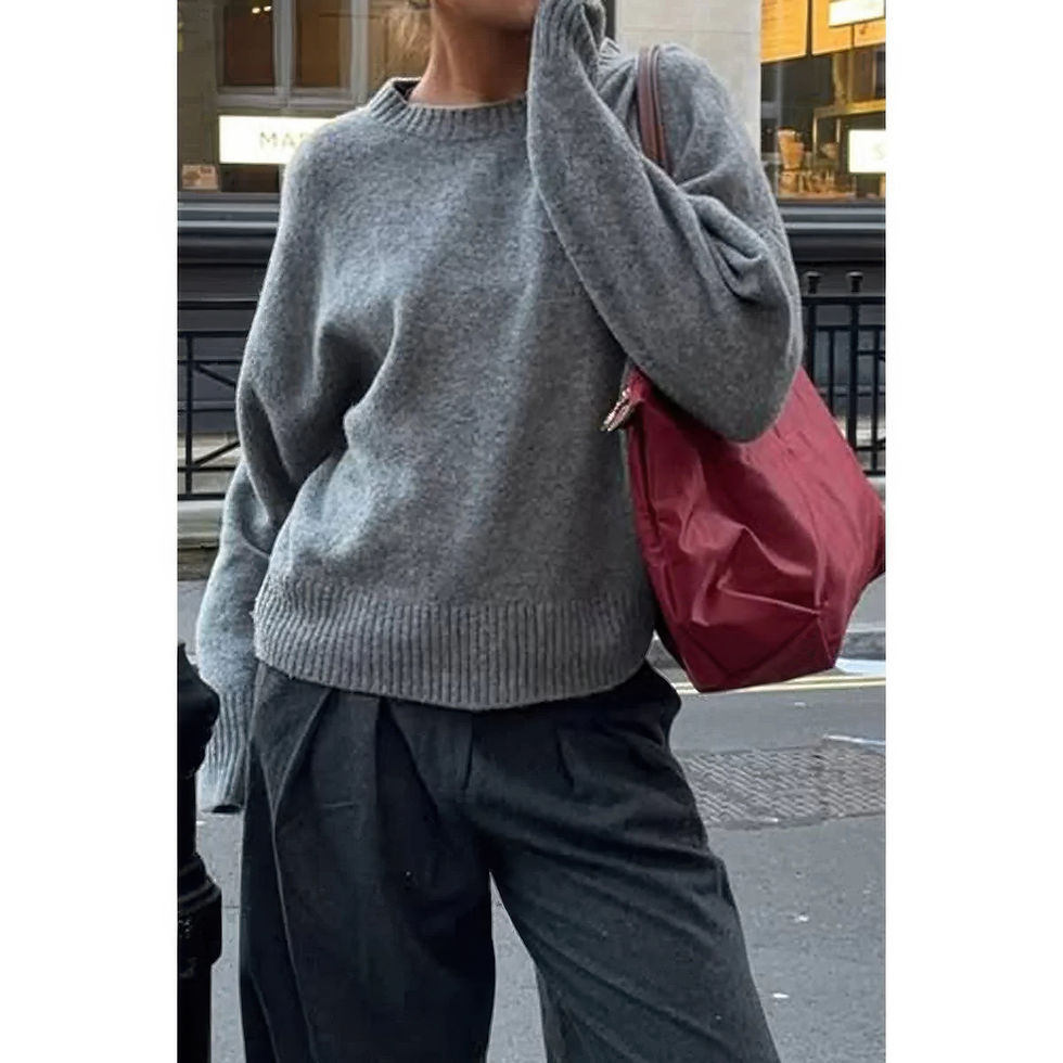 Thumbnail: Solid Knit O Neck Long Sleeves Pullover Sweater
