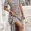 Thumbnail: Boho Floral Ruffle Hem V Neck Short Sleeve Dress