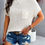 Thumbnail: Solid Short Cap Sleeve Ribbed Knit Loose Top