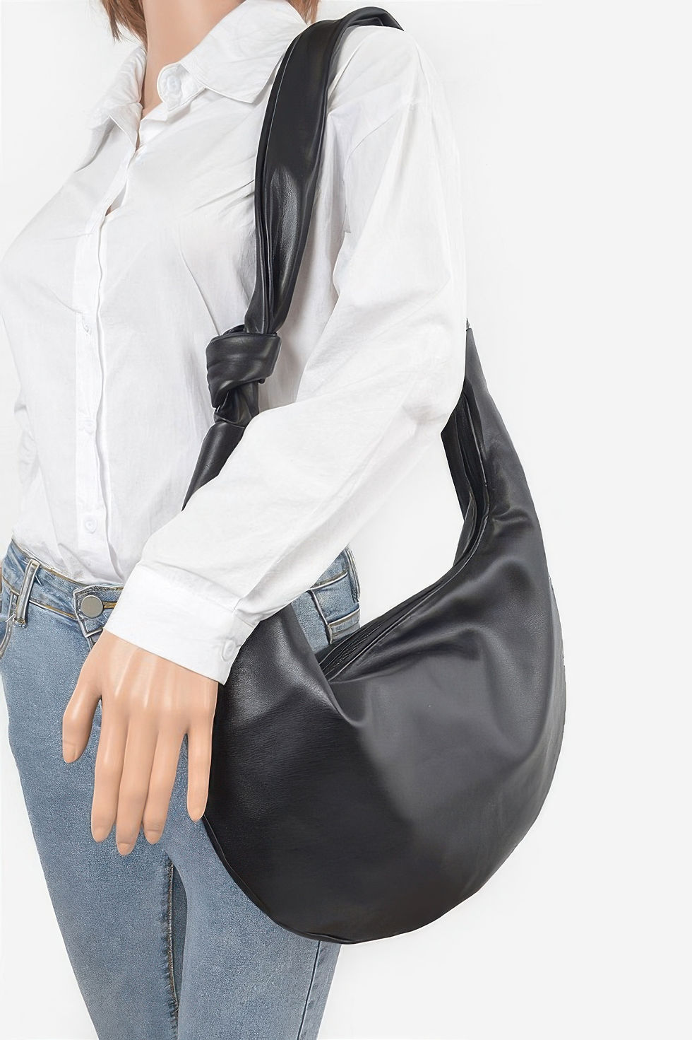 Thumbnail: Faux Leather Hobo Bag