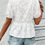 Thumbnail: Puff Sleeve Tie Front Lace Peplum Blouse