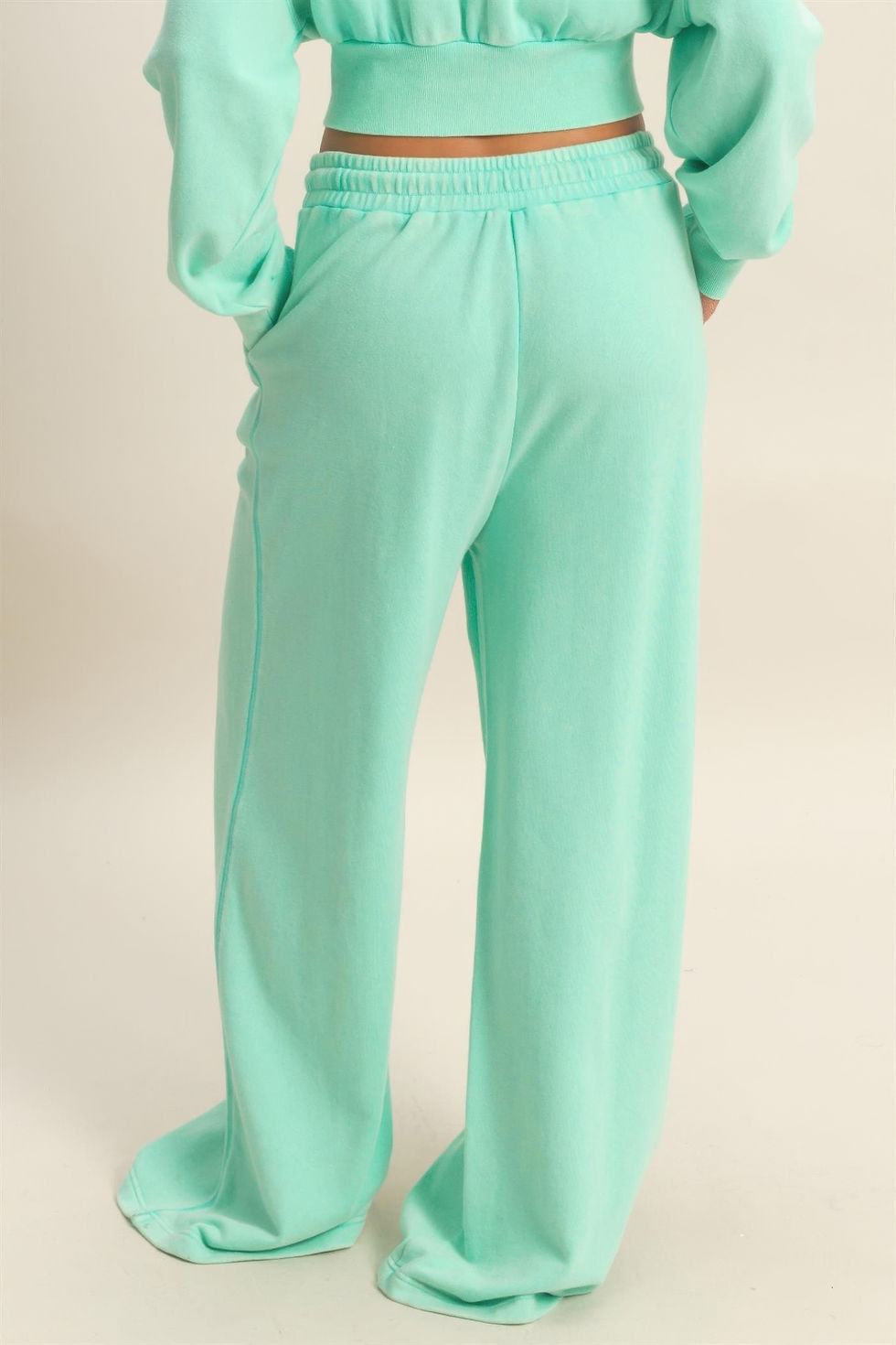 Thumbnail: Acid Wash French Terry Wide-leg Pants