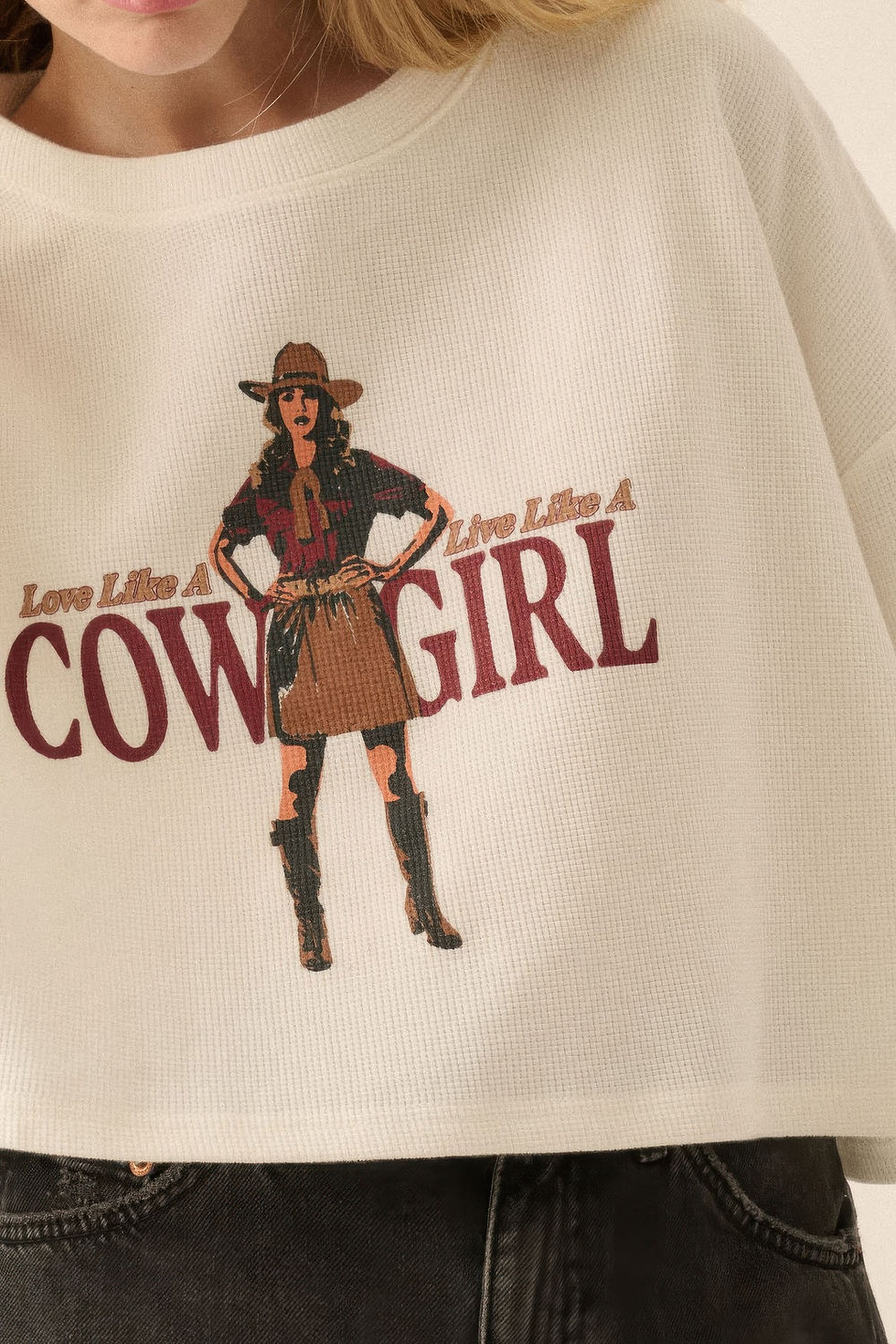 Thumbnail: Love like a cowgirl thermal graphic sweatshirt