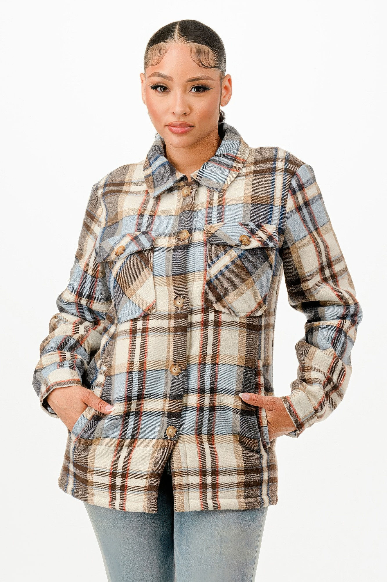 Sherpa Lined Flannel Warm Jacket         