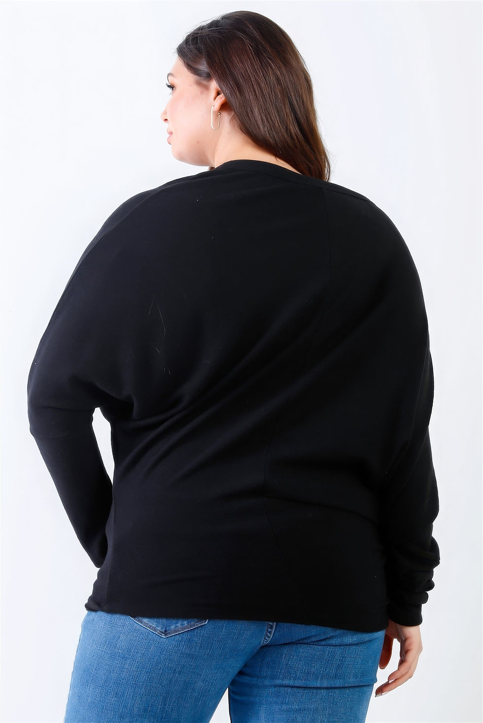 Thumbnail: Plus Smile Front Print Flannel Dolman Sleeve Top