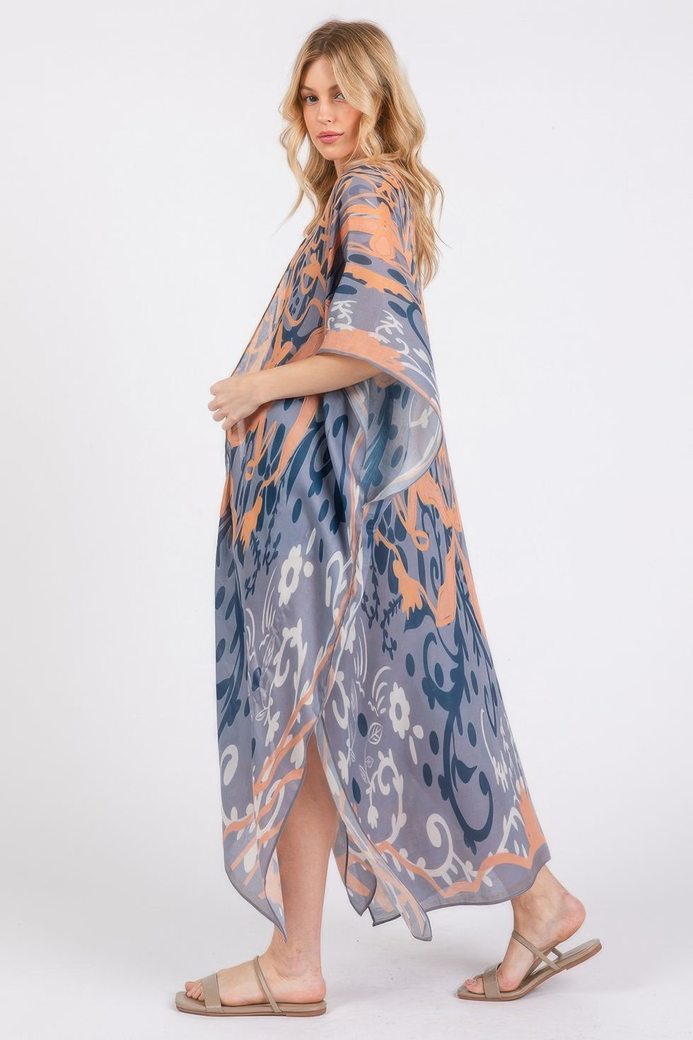 Thumbnail: Boho Print Open Front Long Kimono